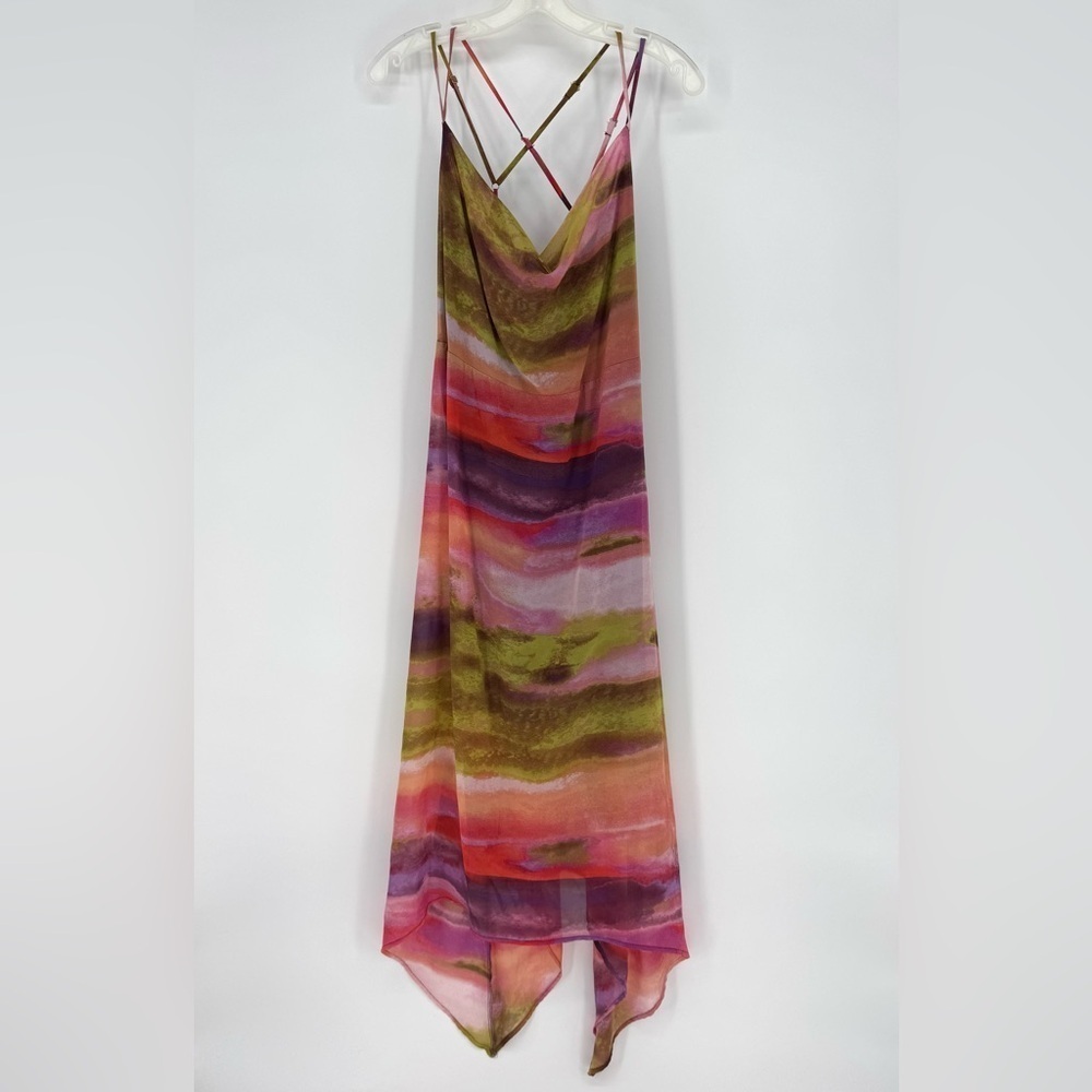Target Pink Orange Purple Watercolor Asymmetrical Slip Dress - Picture 2 of 6